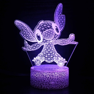 Stitch 3D lampe med fjernbetjening-dæmpbar - 16 lysfarver-
